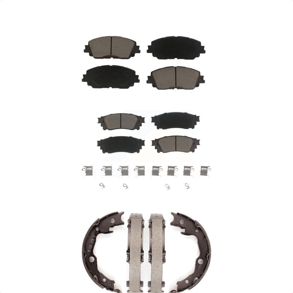 Ceramic Brake Pads And Parking Shoes Front Rear Kit For Toyota RAV4 Camry