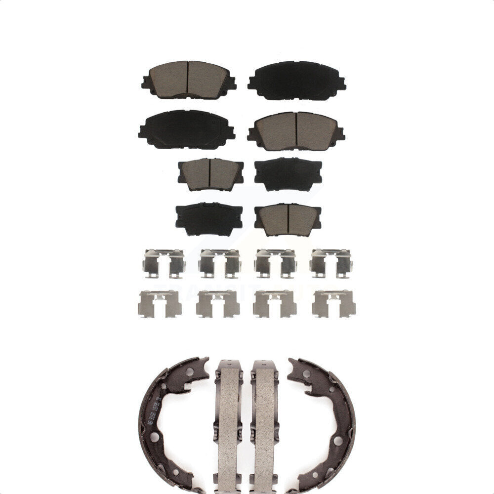 Ceramic Brake Pads And Parking Shoes Front Rear Kit For Toyota Camry