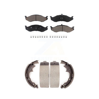 Ceramic Brake Pads And Drum Shoes Front Rear Kit For Jeep Wrangler Cherokee TJ