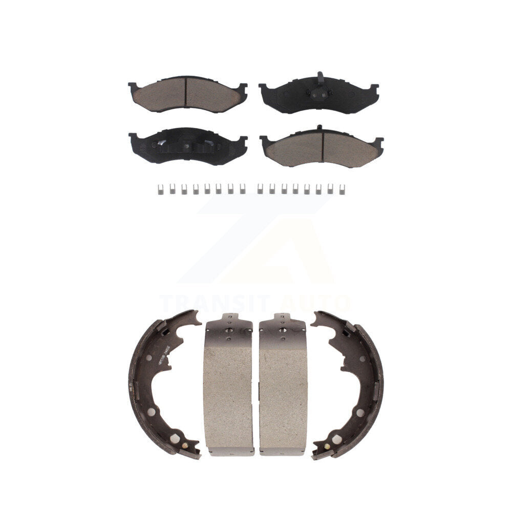 Ceramic Brake Pads Drum Shoes Front Rear Kit For Jeep Wrangler Cherokee Comanche