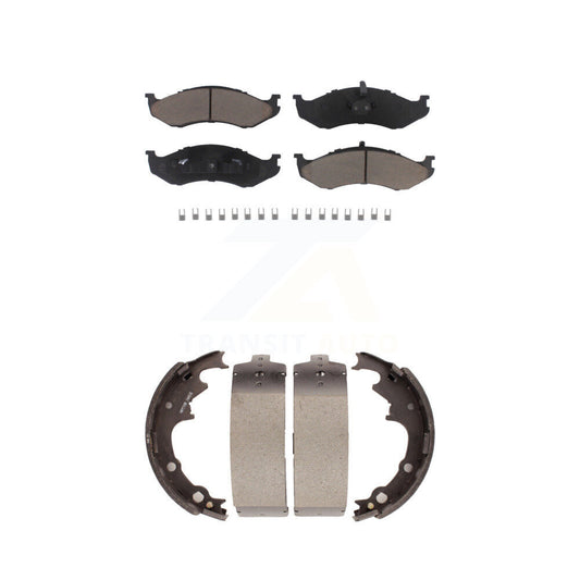 Ceramic Brake Pads Drum Shoes Front Rear Kit For Jeep Wrangler Cherokee Comanche