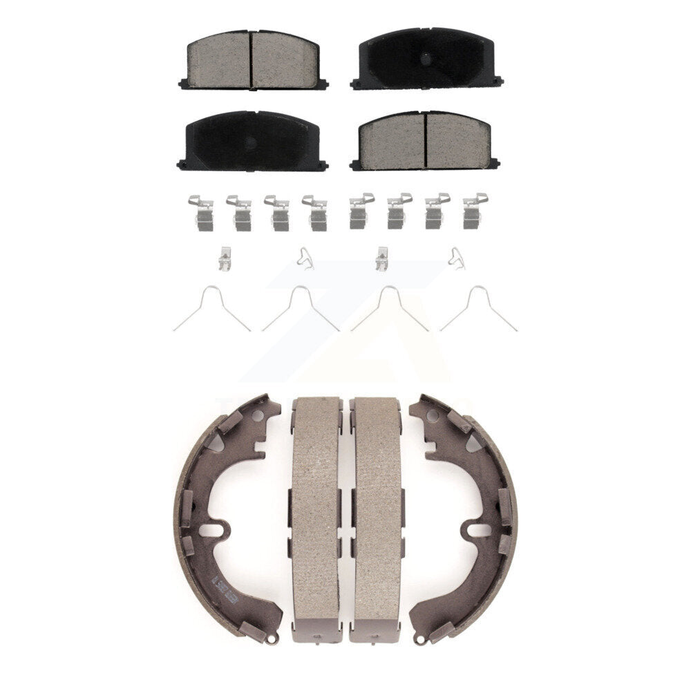 Ceramic Brake Pads & Drum Shoes Front Rear Kit For Toyota Corolla Chevrolet Nova