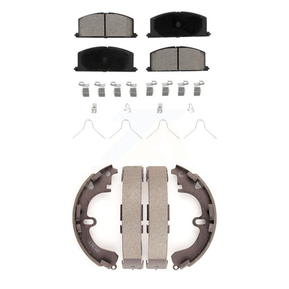 Ceramic Brake Pads & Drum Shoes Front Rear Kit For Toyota Corolla Chevrolet Nova