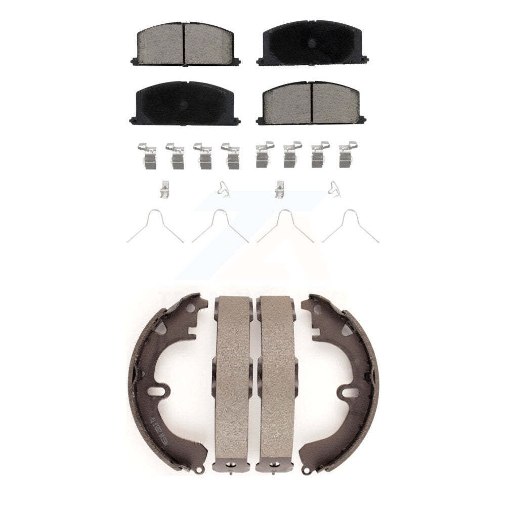 Ceramic Brake Pads And Drum Shoe Front Rear Kit For Toyota Corolla Celica Tercel