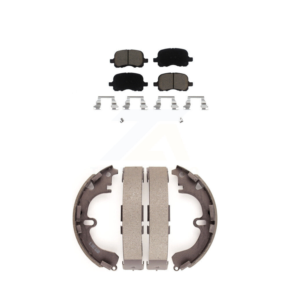 Ceramic Brake Pads & Drum Shoe Front Rear Kit For Toyota Corolla Chevrolet Prizm