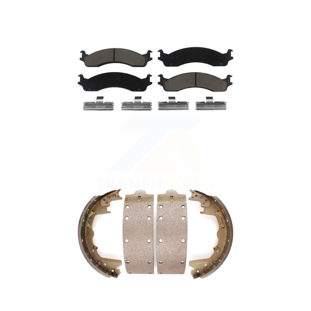Ceramic Brake Pads Drum Shoes Front Rear Kit For Dodge Ram 2500 Ford F-350 E-350