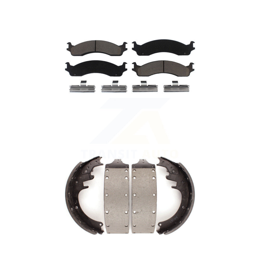 Ceramic Brake Pads And Drum Shoes Front Rear Kit For Dodge Ram 3500 Van