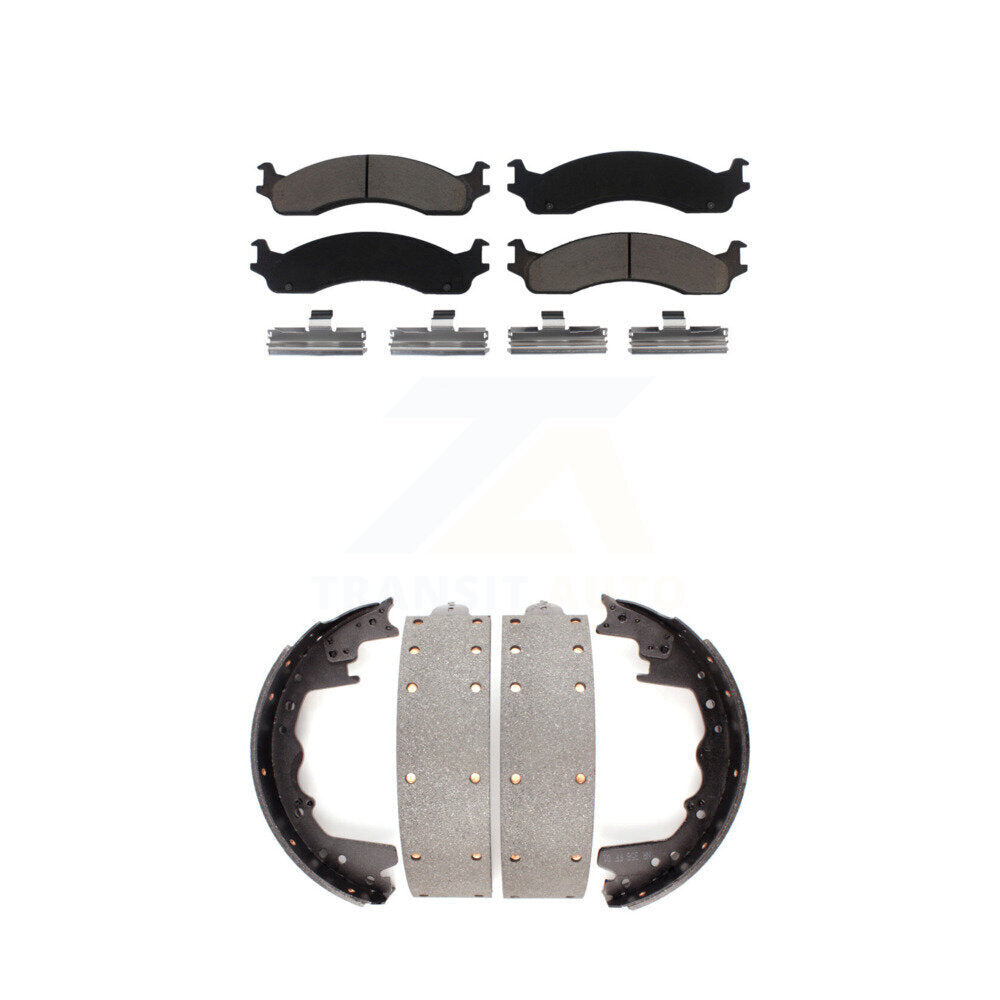 Ceramic Brake Pads Drum Shoe Front Rear Kit For Ford F-350 F-250 E-350 Econoline