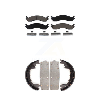 Ceramic Brake Pads Drum Shoe Front Rear Kit For Ford F-350 F-250 E-350 Econoline