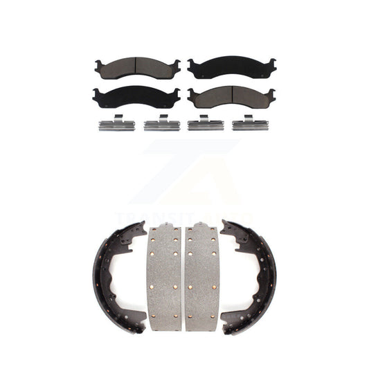 Ceramic Brake Pads Drum Shoe Front Rear Kit For Ford F-350 F-250 E-350 Econoline