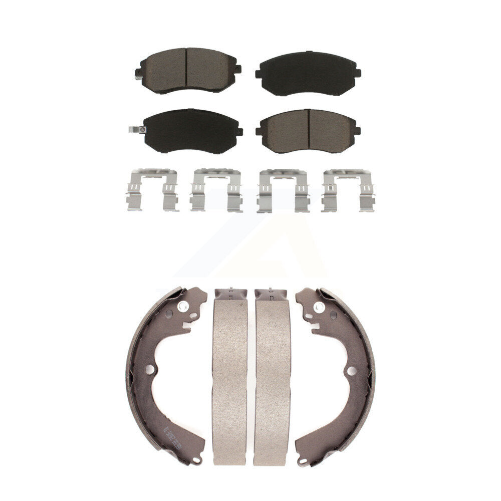 Ceramic Brake Pads Drum Shoes Front Rear Kit For Subaru Forester Impreza Outback
