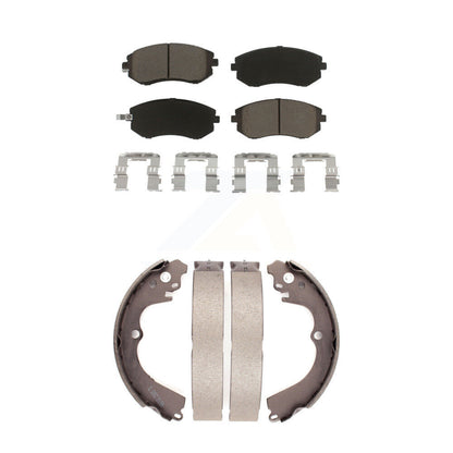 Ceramic Brake Pads Drum Shoes Front Rear Kit For Subaru Forester Impreza Outback