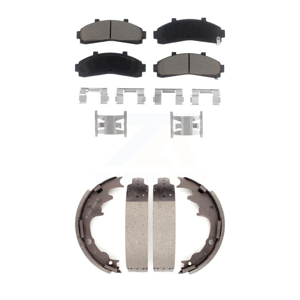 Ceramic Brake Pads & Drum Shoes Front Rear Kit For Ford Ranger Mazda B4000 B3000
