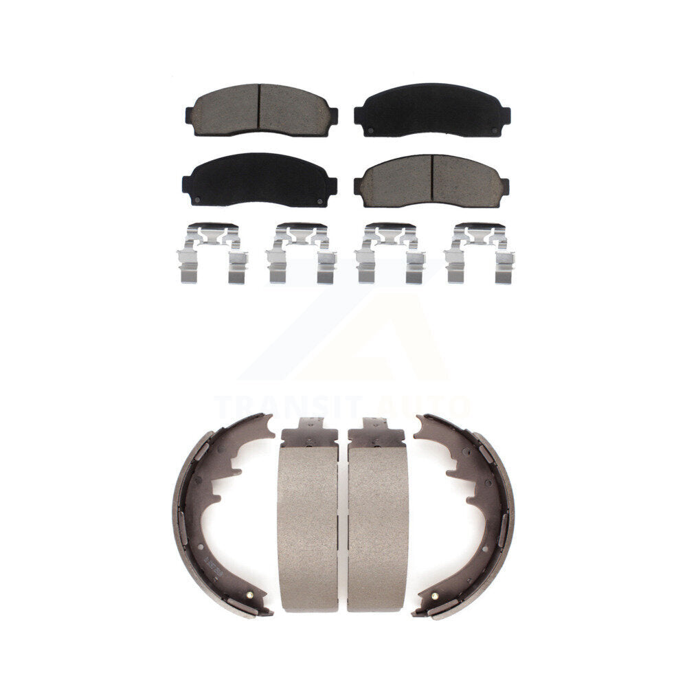Ceramic Brake Pads & Drum Shoes Front Rear Kit For Ford Ranger Mazda B4000 B3000