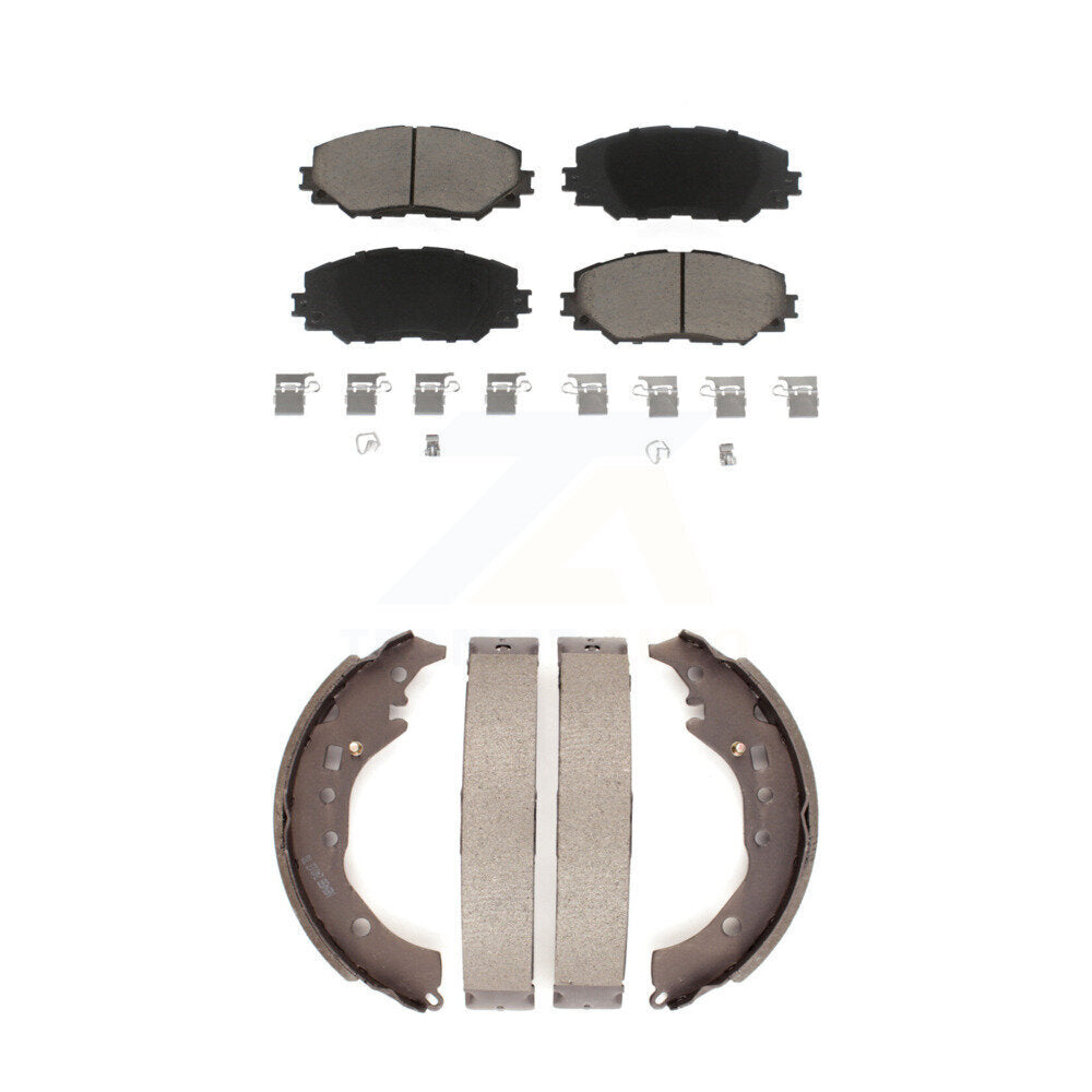 Ceramic Brake Pads And Drum Shoes Front Rear Kit For Toyota Corolla Scion xD