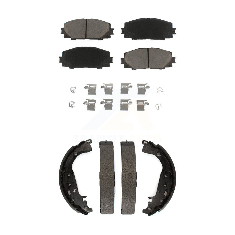Ceramic Brake Pads And Drum Shoes Front Rear Kit For Toyota Yaris