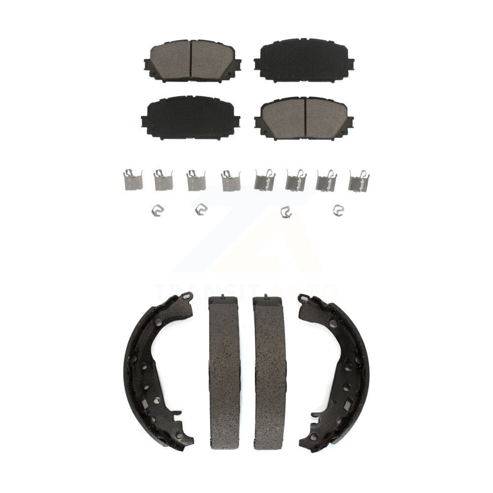Ceramic Brake Pads And Drum Shoes Front Rear Kit For 2012-2013 Toyota Yaris SE