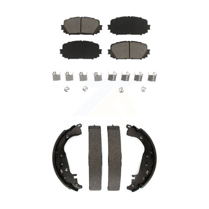 Ceramic Brake Pads And Drum Shoes Front Rear Kit For 2012-2013 Toyota Yaris SE