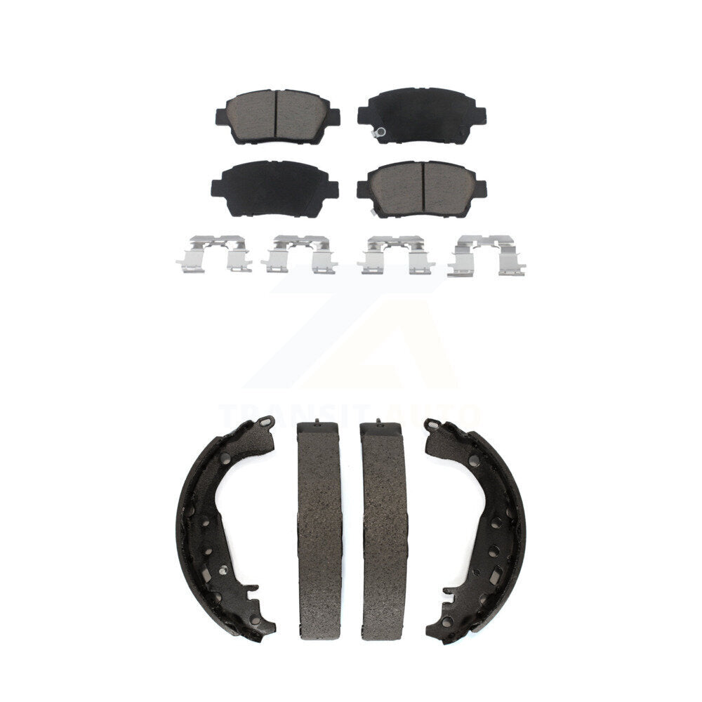 Ceramic Brake Pads And Drum Shoes Front Rear Kit For 2009 Toyota Prius