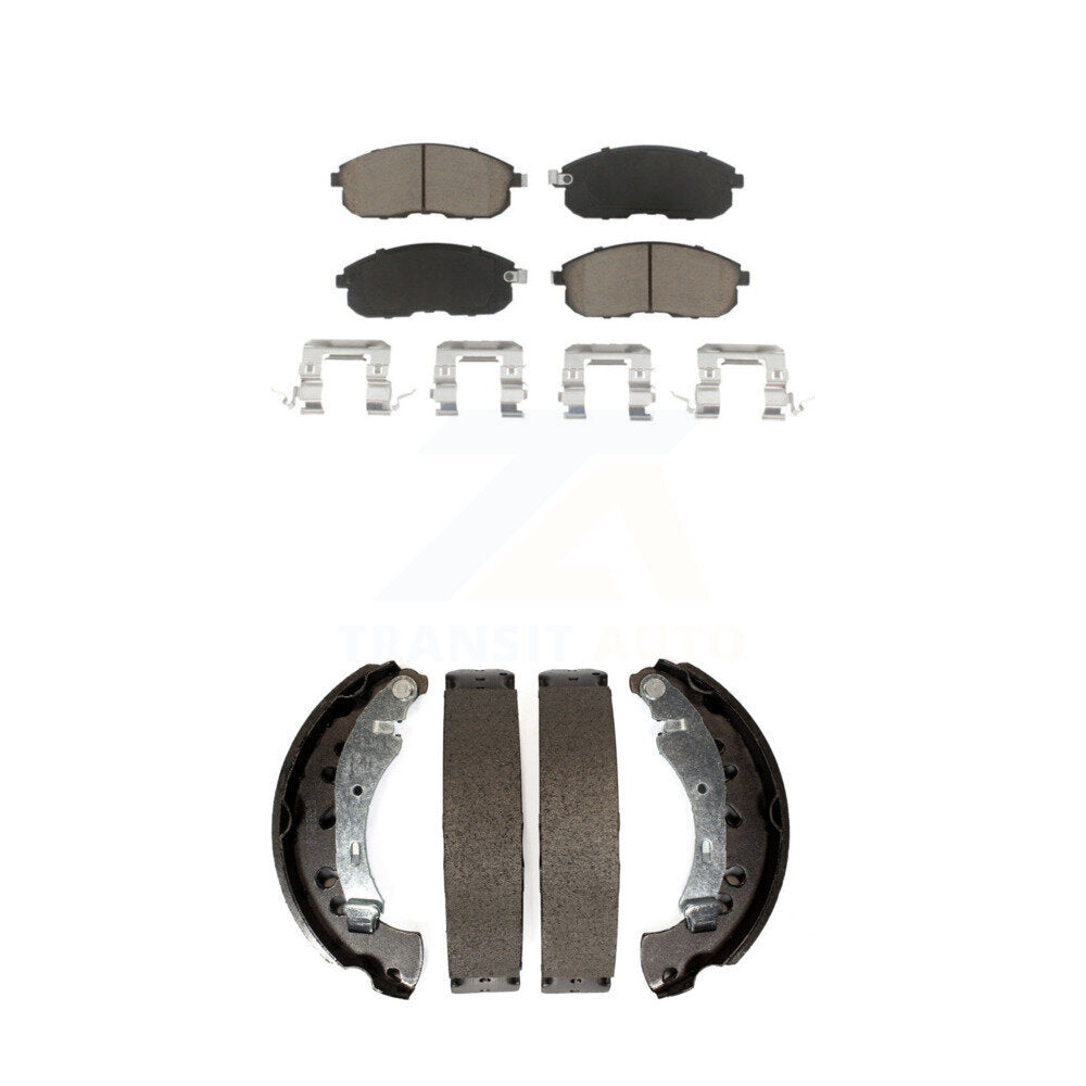 Ceramic Brake Pads And Drum Shoes Front Rear Kit For 2013-2019 Nissan Sentra