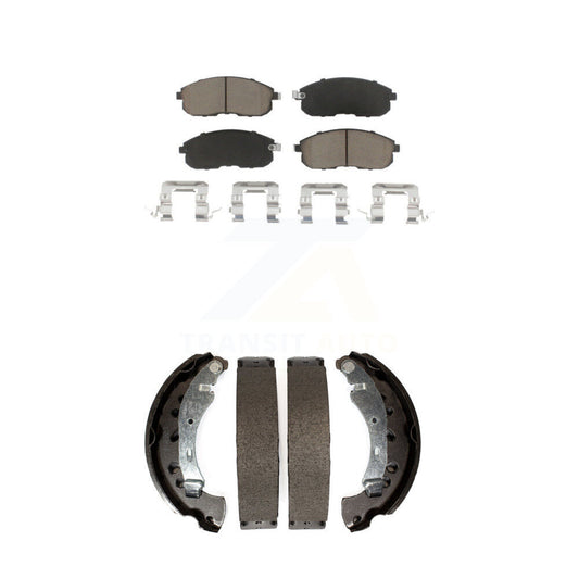 Ceramic Brake Pads And Drum Shoes Front Rear Kit For 2013-2019 Nissan Sentra