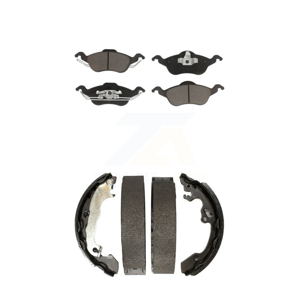 Ceramic Brake Pads And Drum Shoes Front Rear Kit For Ford Focus