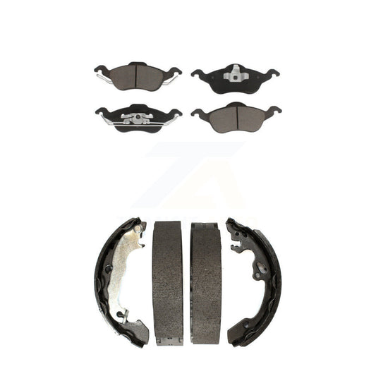 Ceramic Brake Pads And Drum Shoes Front Rear Kit For Ford Focus