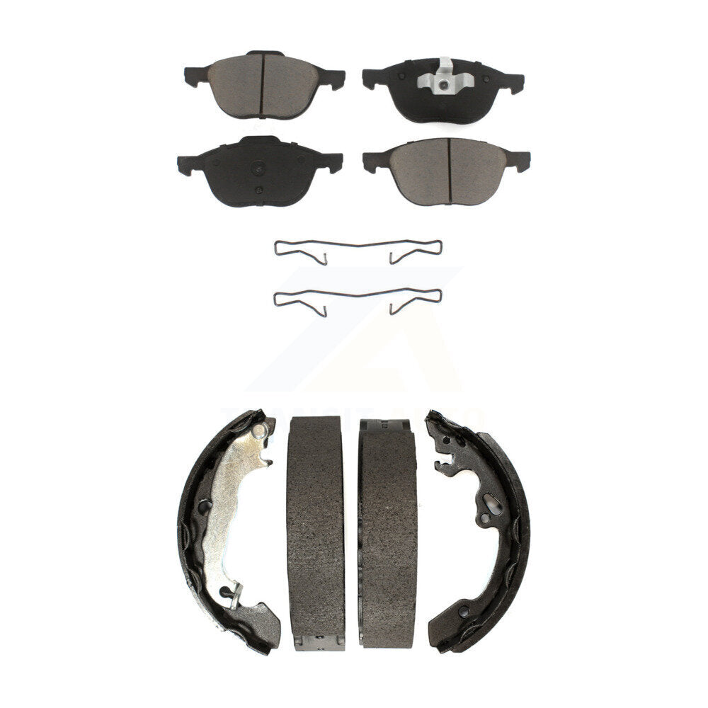 Ceramic Brake Pads And Drum Shoes Front Rear Kit For Ford Focus