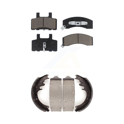 Ceramic Brake Pads & Drum Shoes Front Rear Kit For Chevrolet GMC K3500 Dodge Ram