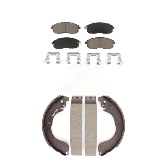 Ceramic Brake Pads And Drum Shoes Front Rear Kit For Nissan Versa Sentra Cube