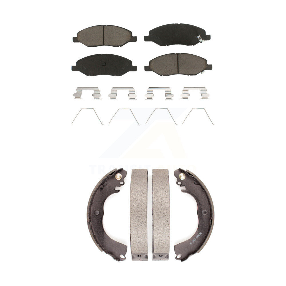 Ceramic Brake Pads And Drum Shoes Front Rear Kit For 2009-2011 Nissan Versa 1.6L