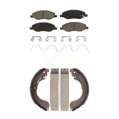 Ceramic Brake Pads & Drum Shoes Front Rear Kit For 2008 Nissan Versa 4-Wheel ABS