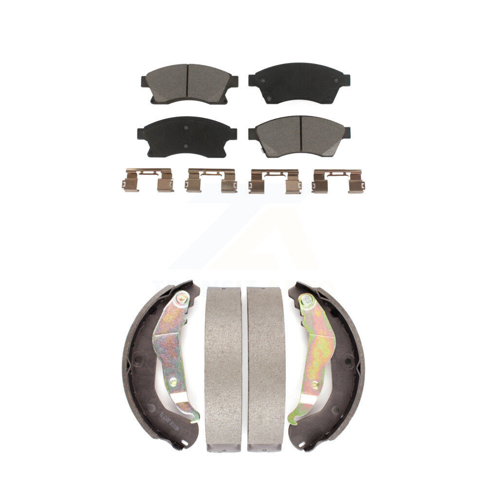 Ceramic Brake Pads And Drum Shoes Front Rear Kit For 2012-2017 Chevrolet Sonic