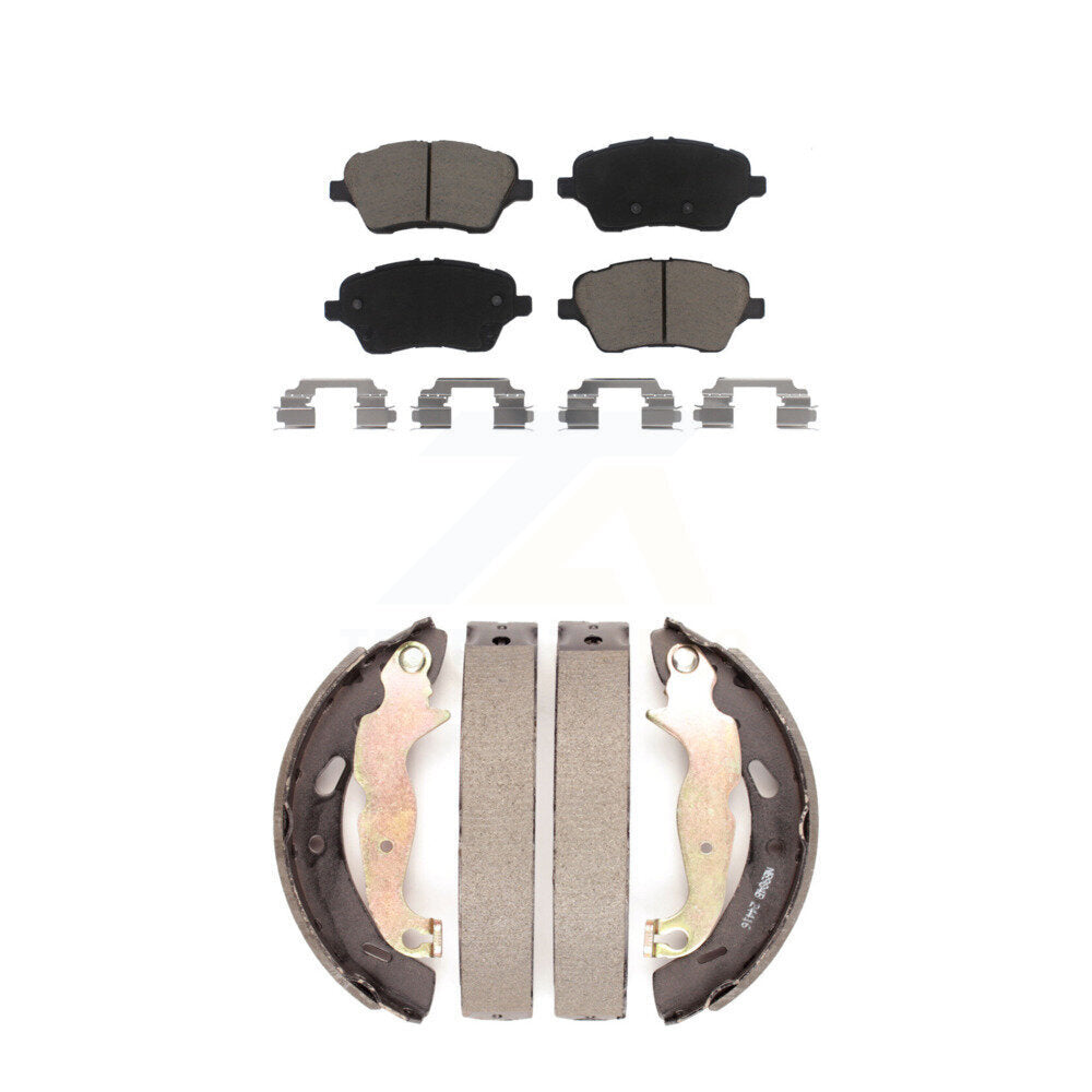 Ceramic Brake Pads And Drum Shoes Front Rear Kit For 2014-2019 Ford Fiesta ST