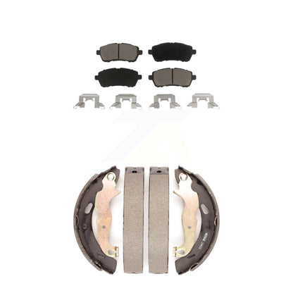 Ceramic Brake Pads And Drum Shoes Front Rear Kit For Ford Fiesta