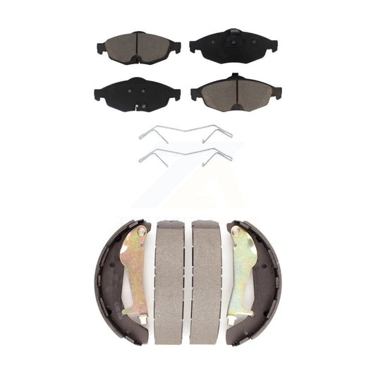 Ceramic Brake Pads & Drum Shoe Front Rear Kit For Chrysler Sebring Dodge Stratus