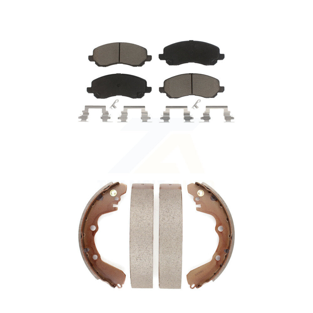 Ceramic Brake Pads And Drum Shoes Front Rear Kit For Chrysler Sebring Mitsubishi