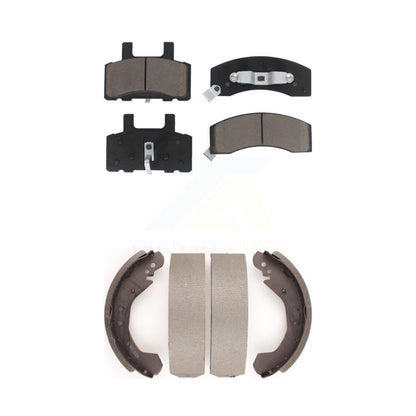 Ceramic Brake Pads And Drum Shoes Front Rear Kit For Chevrolet Tahoe GMC Yukon