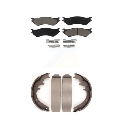 Ceramic Brake Pads & Drum Shoes Front Rear Kit For Ford F-150 Dodge Ram 1500 Van