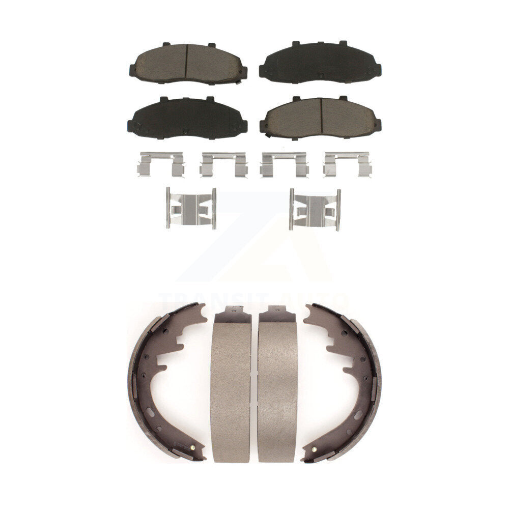 Ceramic Brake Pads And Drum Shoes Front Rear Kit For Ford F-150