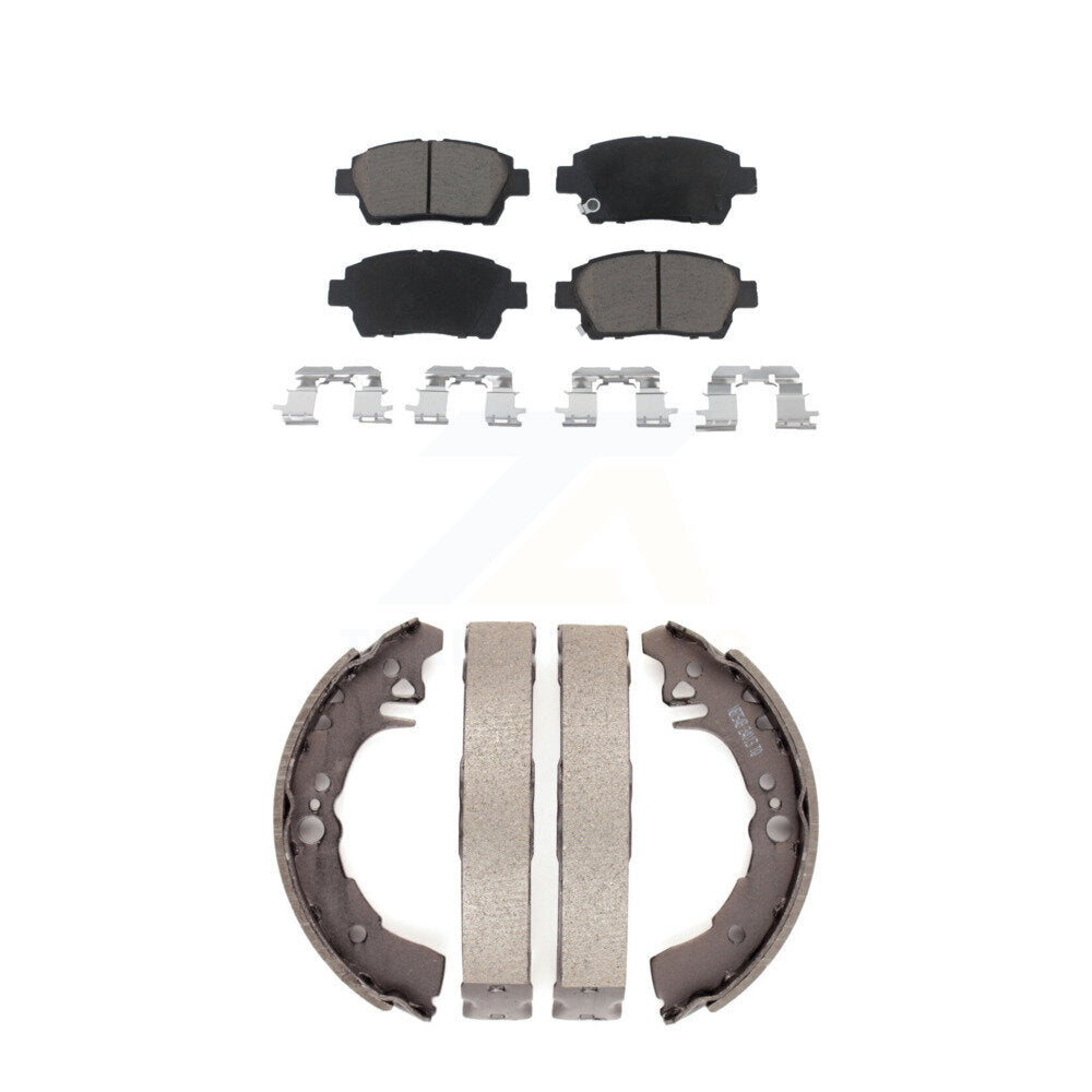 Ceramic Brake Pads And Drum Shoes Front Rear Kit For 2001-2005 Toyota Echo
