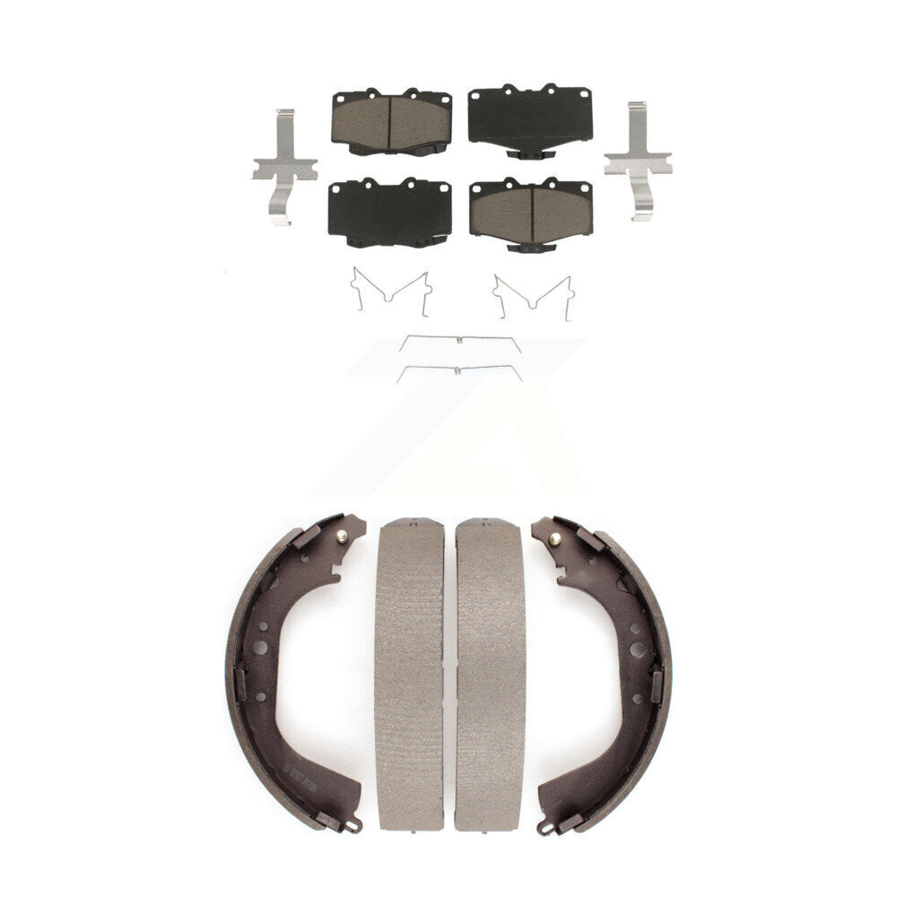Ceramic Brake Pads And Drum Shoe Front Rear Kit For Toyota 4Runner Pickup Tacoma