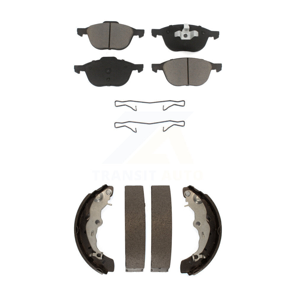 Ceramic Brake Pads And Drum Shoes Front Rear Kit For Ford Focus