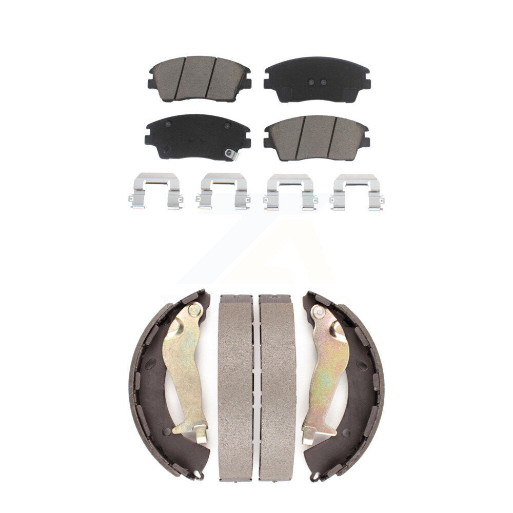 Ceramic Brake Pads & Drum Shoe Front Rear Kit For 2017-2020 Hyundai Elantra 1.6L
