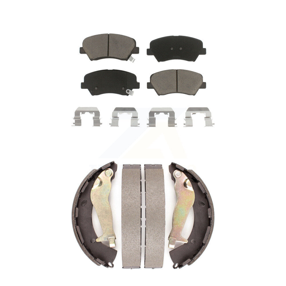 Ceramic Brake Pads And Drum Shoes Front Rear Kit For Hyundai Accent Kia Rio