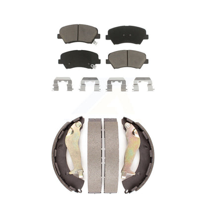 Ceramic Brake Pads And Drum Shoes Front Rear Kit For Hyundai Accent Kia Rio