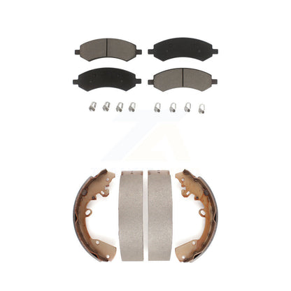 Ceramic Brake Pads And Drum Shoes Front Rear Kit For Dakota Dodge Ram Mitsubishi