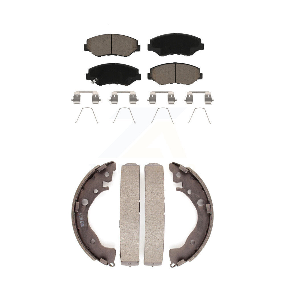 Ceramic Brake Pads And Drum Shoes Front Rear Kit For Honda Civic