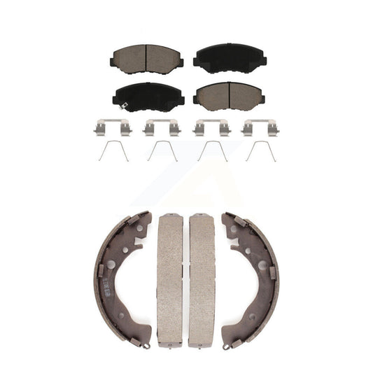 Ceramic Brake Pads And Drum Shoes Front Rear Kit For Honda Civic