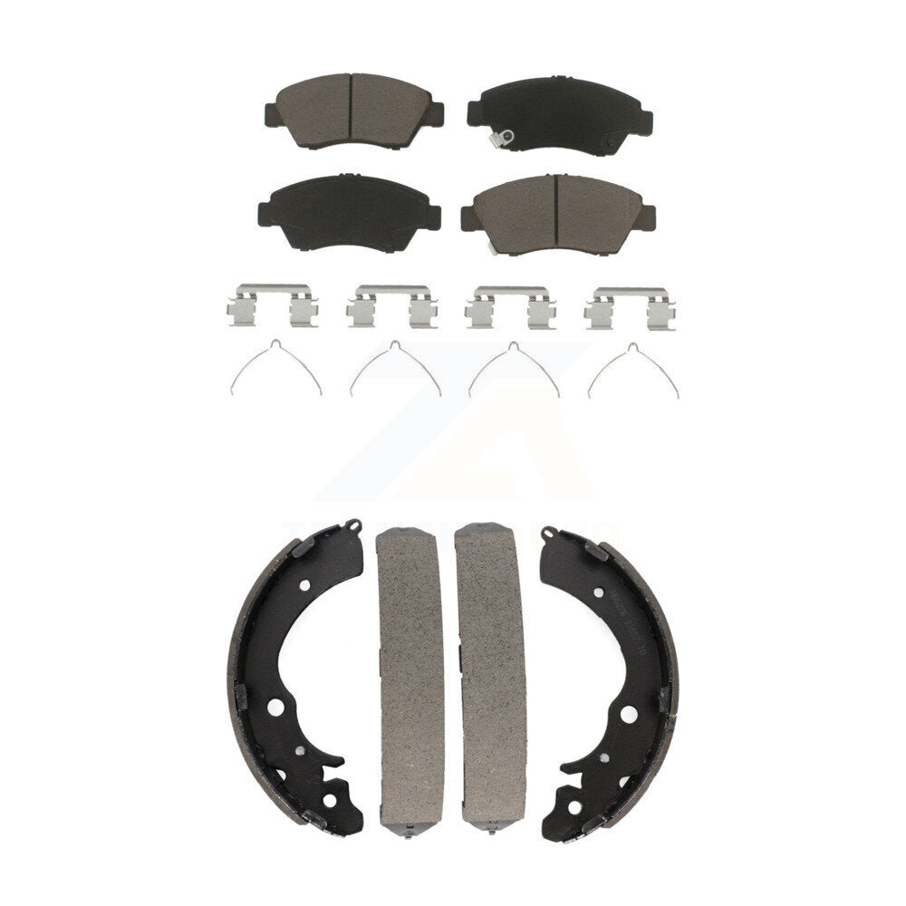 Ceramic Brake Pads And Drum Shoes Front Rear Kit For Honda Civic